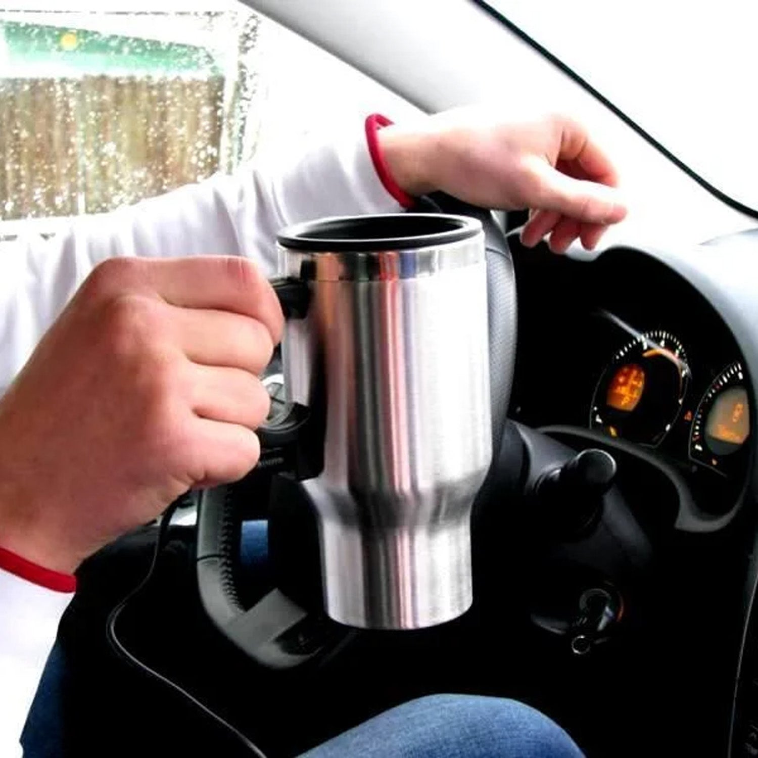 Stainless Steel Vacuum Glass Insulated Glass Coffee Cups (With Lid  Handle  1 Pc) - Shop Gharse
