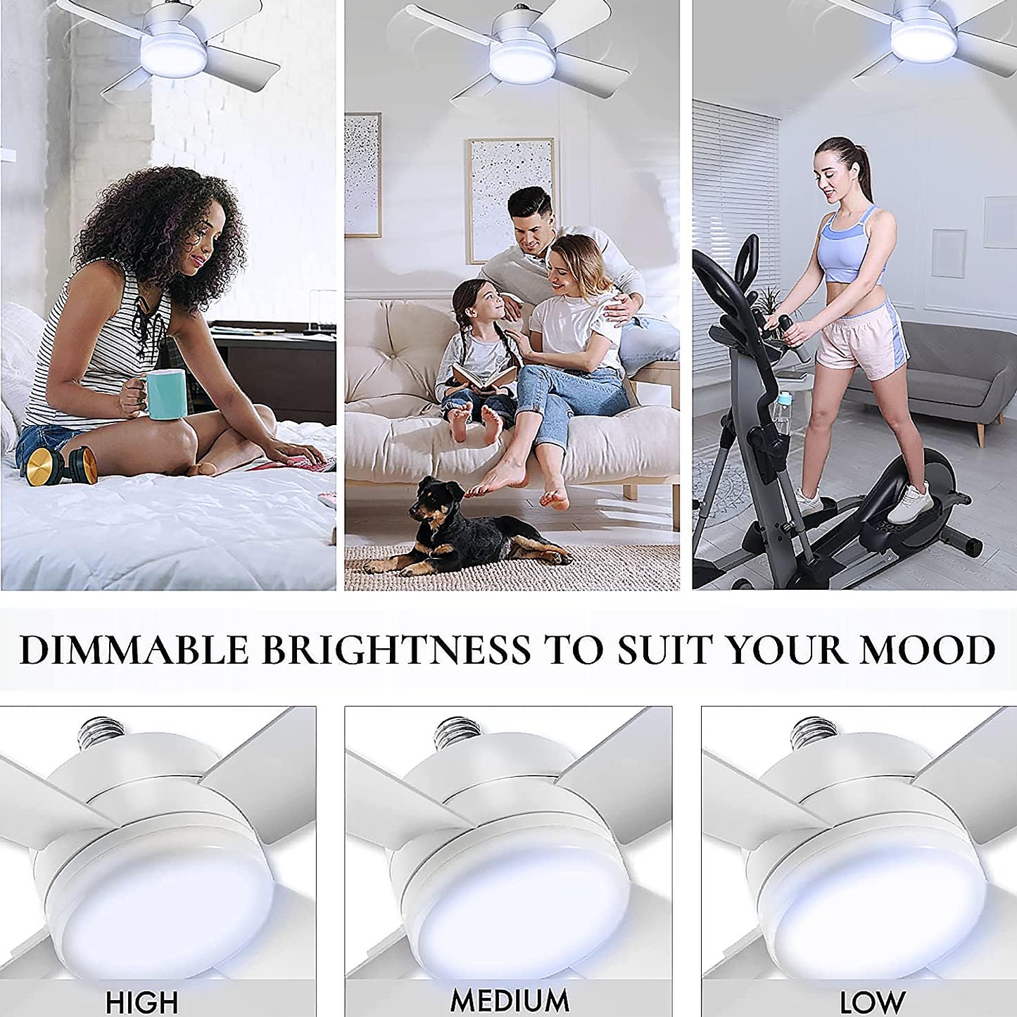 17845 Socket Fan Light Original - Cool Light Led  Ceiling Fans With Lights And Remote Control Replacement For Lightbulb - Bedroom Kitchen Living Room1000 Lumens  5000 Kelvins Cool Leds (Remote Battery Not Included) - Shop Gharse