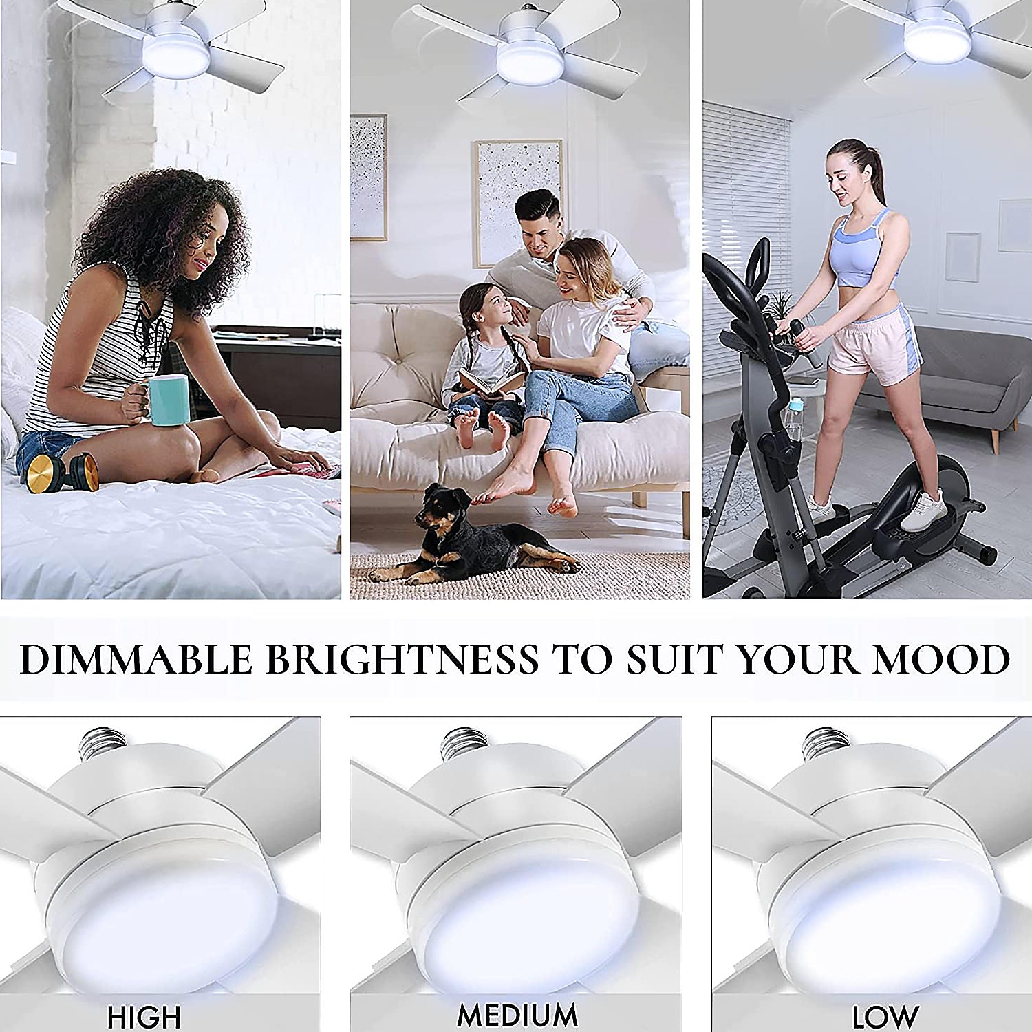 17845 Socket Fan Light Original - Cool Light Led  Ceiling Fans With Lights And Remote Control Replacement For Lightbulb - Bedroom Kitchen Living Room1000 Lumens  5000 Kelvins Cool Leds (Remote Battery Not Included) - Shop Gharse