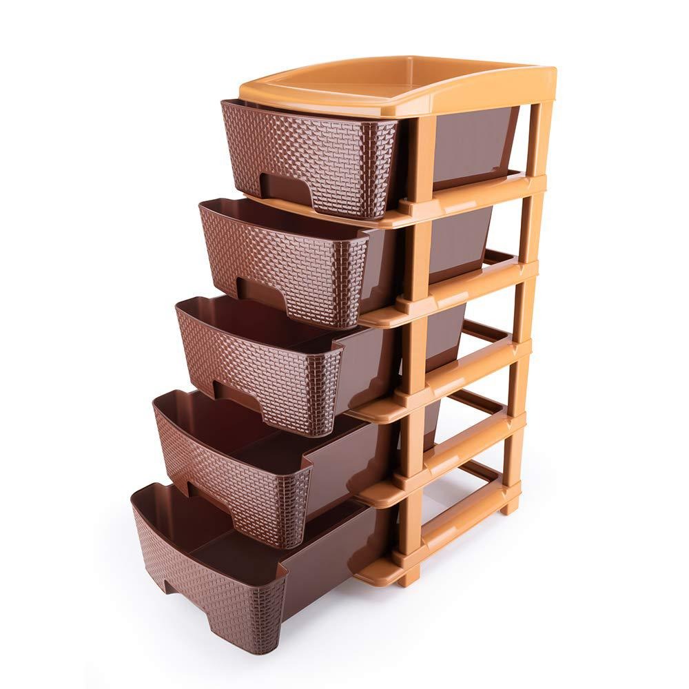 1151 5tier Plastic Modular Drawer System For Multiple Use (Brown Colour) - Shop Gharse