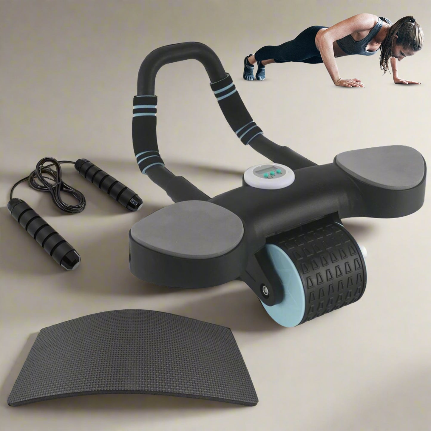 Abdominal Wheel Roller Widened Elbow Support Roller With Timer  Skipping Rope (1 Set) - Shop Gharse