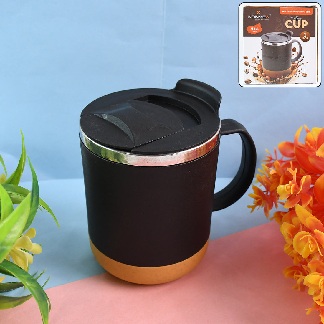 Insulated Coffee Mug With Spill-proof Lid (Approx 450ml  1 Pc) - Shop Gharse