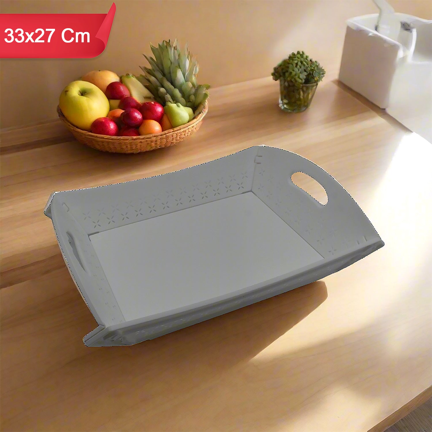 10018 Foldable Serving Tray Plastic Serving Traywith Handle Serving Tray For Food Kitchen Outdoors Restaurants (1 Pc) - Shop Gharse