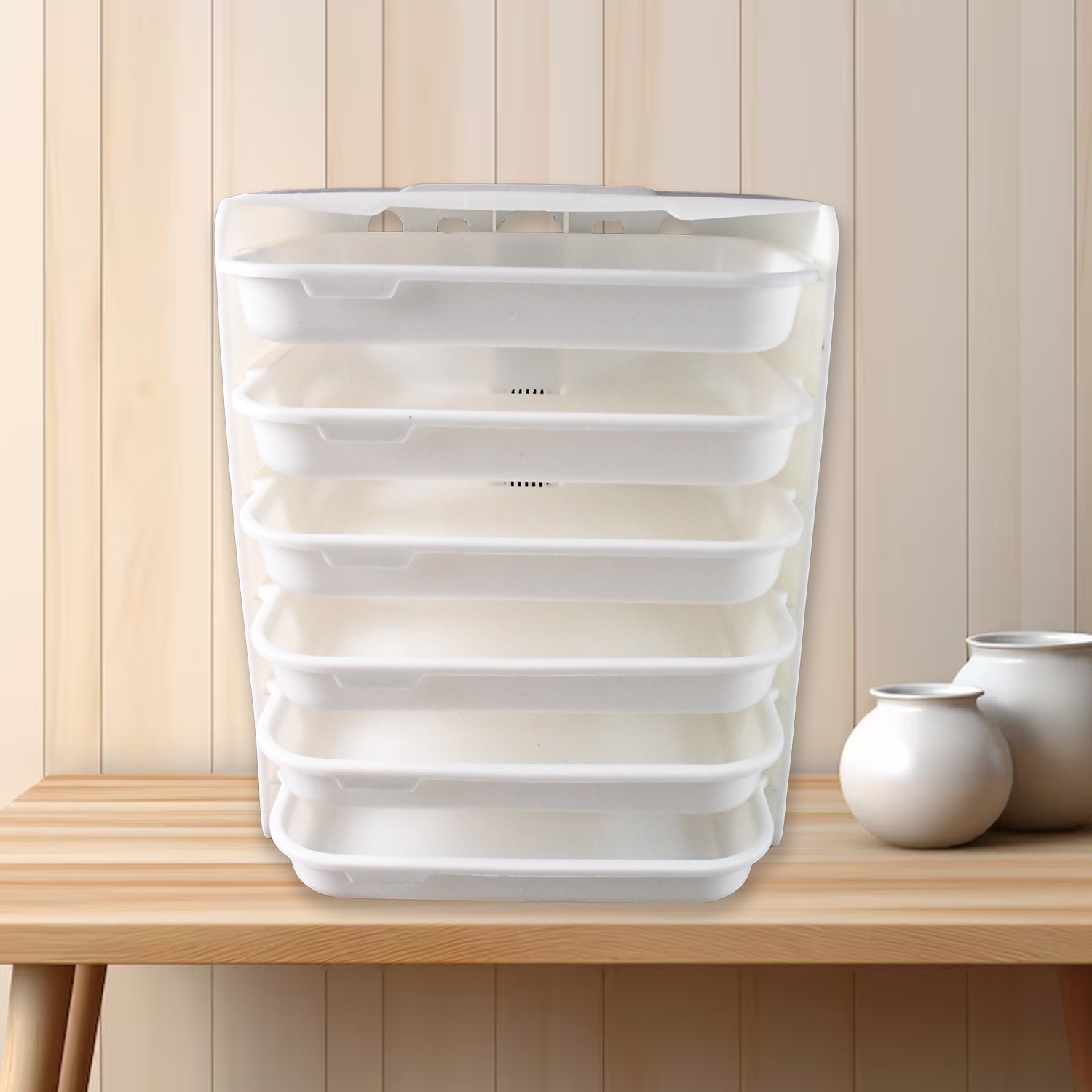 Plastic 6 Layer Wall-mounted Food Organizer Rack (1 Set) - Shop Gharse