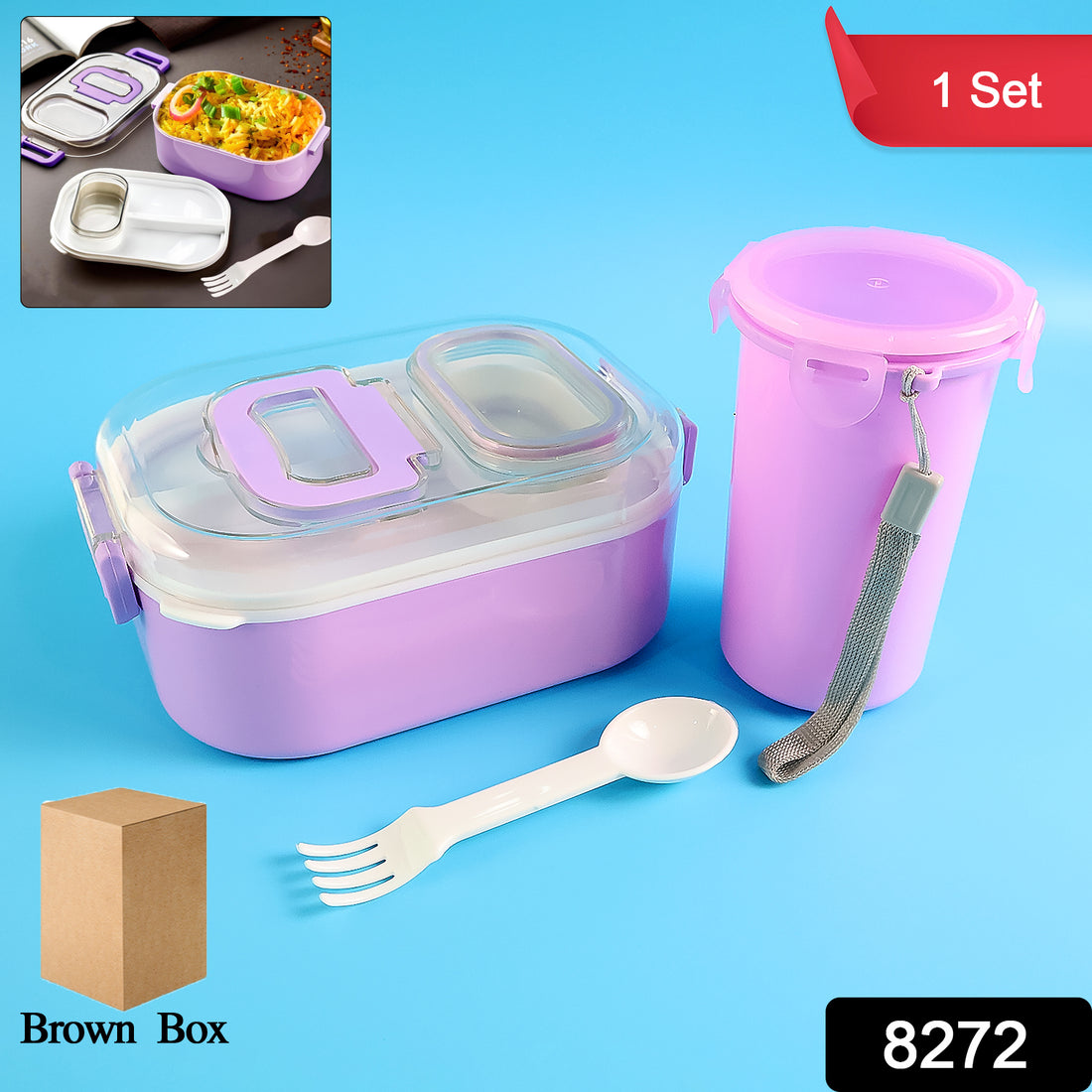 Multi-functional 1 Set Leakproof Lunch Box With Cutlery  Tumbler - Shop Gharse