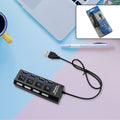 6995 4 Port Usb Hub Usb 2.0 Hub Splitter High Speed With Onoff Switch Multi Led Adapter Compatible With Tablet Laptop Computer Notebook - Shop Gharse