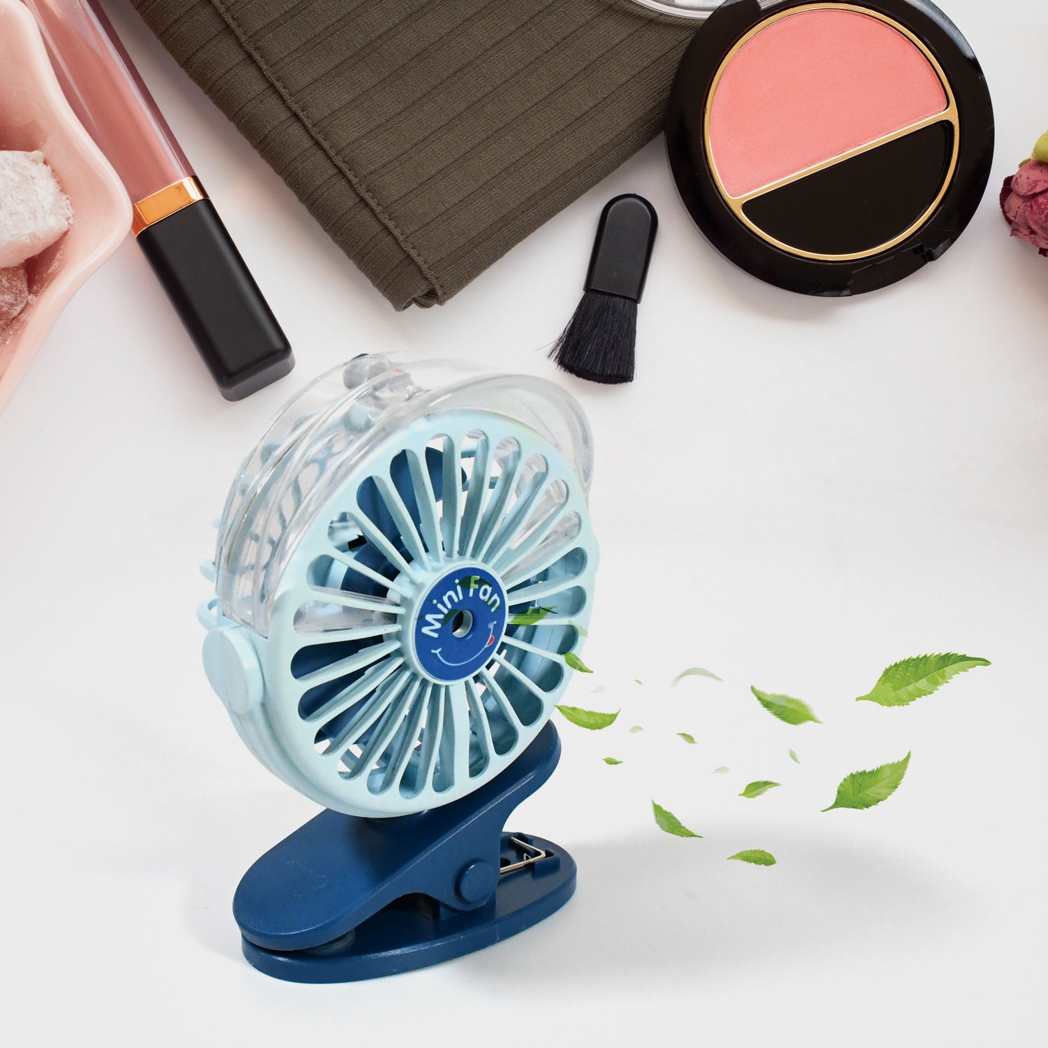 17930 Portable Clip-on Fan Battery Operated With Light  Spray Small Yet Powerful Usb Table Fan 3-speed Quiet Rechargeable Mini Desk Fan 360 Rotation Personal Cooling Fan For Home Office Camping - Shop Gharse