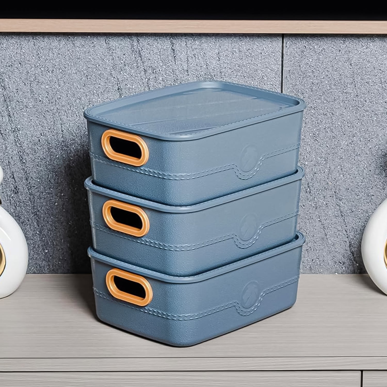 3-piece Plastic Multipurpose Storage Basket Bin Set With Handle (3 Pcs Set) - Shop Gharse