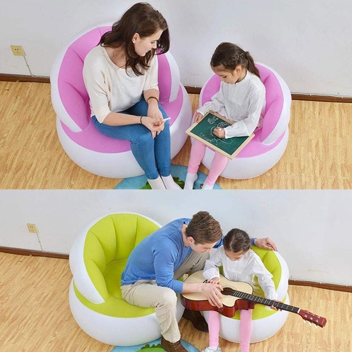 Kids Inflatable Sofa Chair With Backrest  Foot Air Pump With Hose (1 Set  85x74 Cm Approx) - Shop Gharse