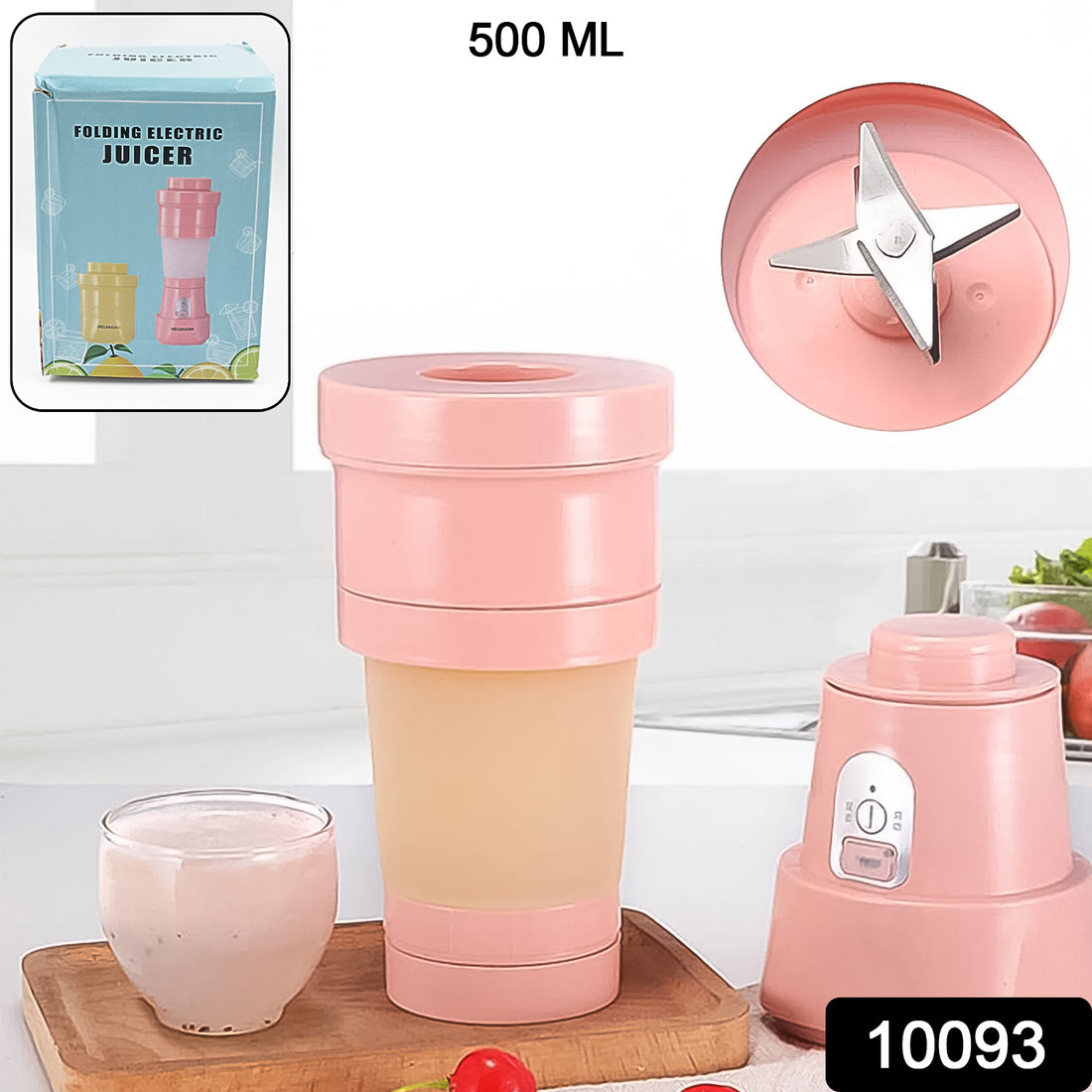 Foldable Electric Juicer Portable Blender Stainless Steel 6 Blades (500 Ml) - Shop Gharse