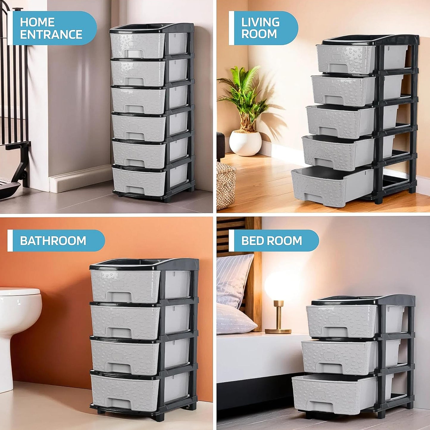 6-layer Heavy-duty Plastic Drawer Organizer Cabinet With Stone Texture Drawers - Shop Gharse