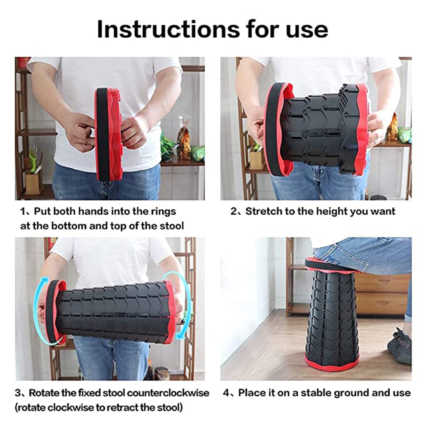 2169 Foldable Retractable Height Adjusting Stool Space Saving Telescopic Stool For Fishing Hiking Stool For Adults And Kids. - Shop Gharse