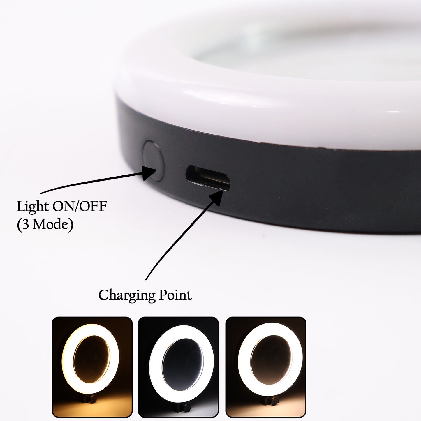 Rechargeable Led Makeup Mirror With Ring Light (1 Pc) - Shop Gharse