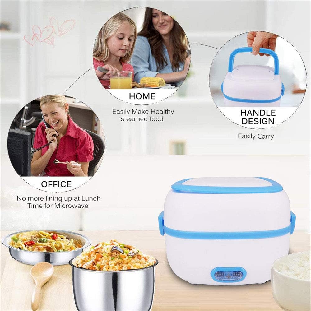 10027 Electric Lunch Box Portable Food Warmer Food Heating Lunch Box Removable Food-grade Stainless Steel Compartments 220v 200w For Car Truck Office - Shop Gharse
