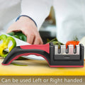 2051 Manual Red Knife Sharpener 3 Stage Sharpening Tool For Ceramic Knife And Steel Knives. - Shop Gharse