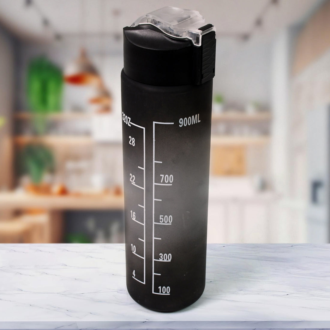Plastic Black Motivational Water Bottle With Straw (900 Ml) - Shop Gharse