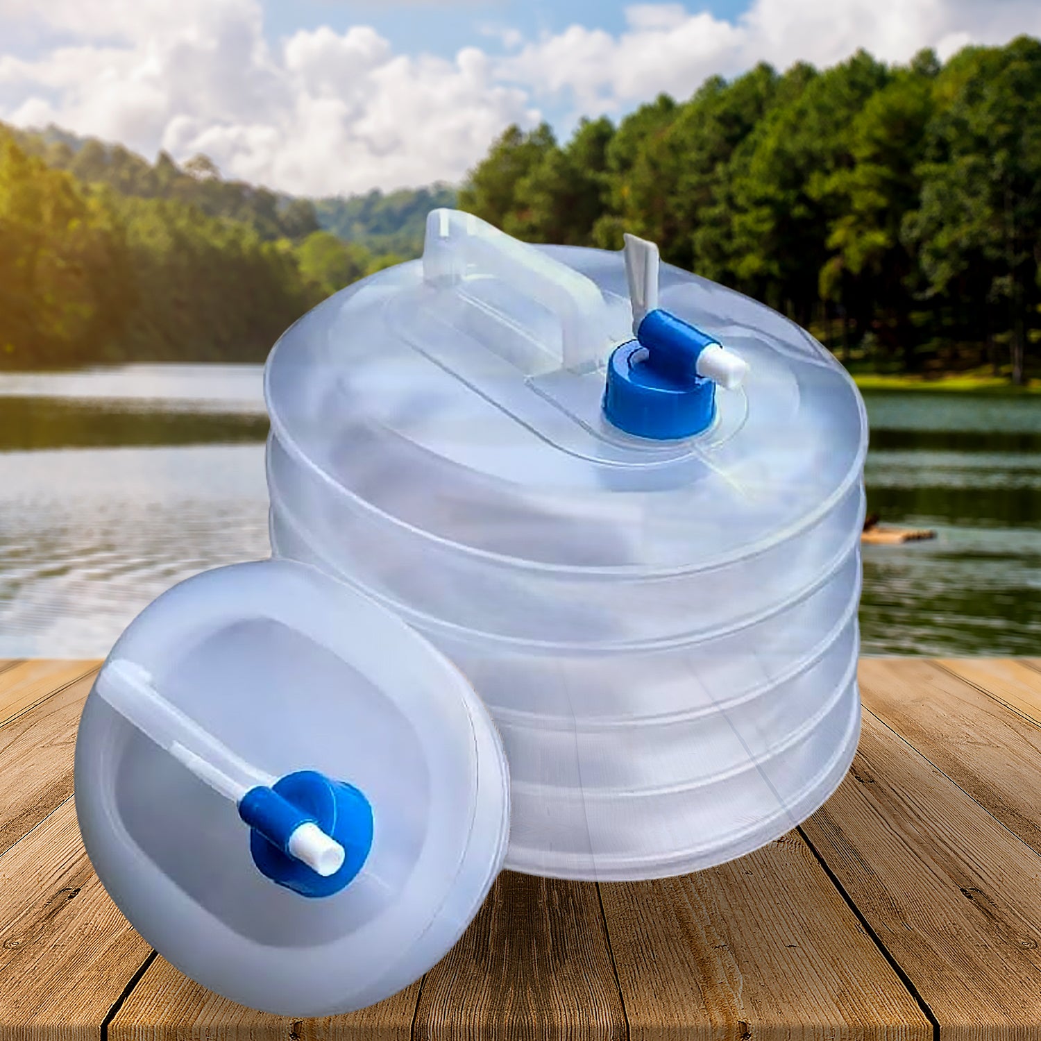 Outdoor Camping Collapsible Portable Water Container With Carry Handle Tap Valve Large Food Grade - Shop Gharse