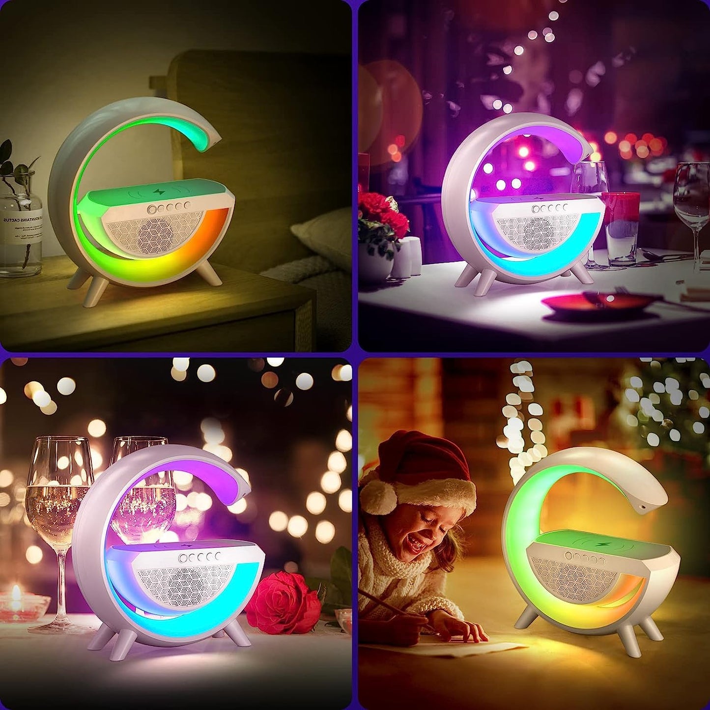 1393   3-in-1 Multi-function Led Night Lamp With Bluetooth Speaker Wireless Charging For Bedroom For Music Party And Mood Lighting - Perfect Gift For All Occasions - Shop Gharse