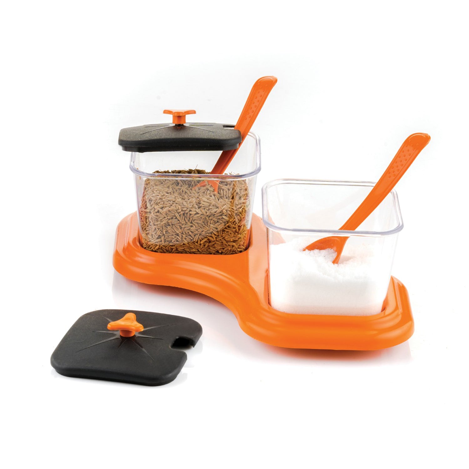 0148 Dining Table Stand 2 Pcs Pickle Jar Spice Tray Spoons Virgin Plastic Kitchen Storage Container Serving Salt Pepper Sauces Chutney Masala Mukhwas Aachar - Shop Gharse