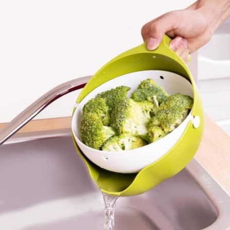 1093 Multi-functional Washing Fruits And Vegetables Bowl  Strainer With Handle - Shop Gharse