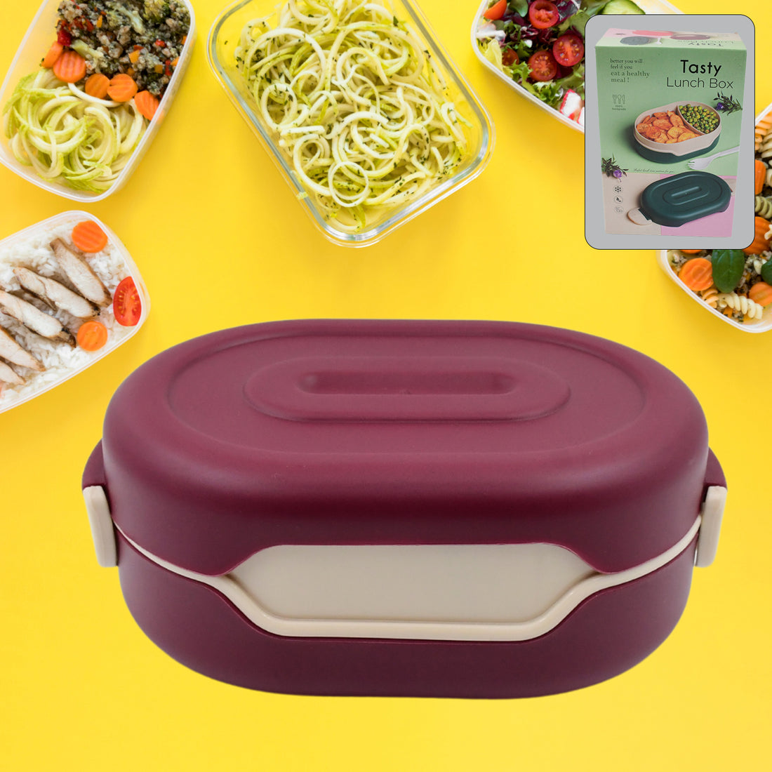 Airtight Food Grade Tiffin Box With 2 In 1 Spoon And 2 Compartment - Shop Gharse