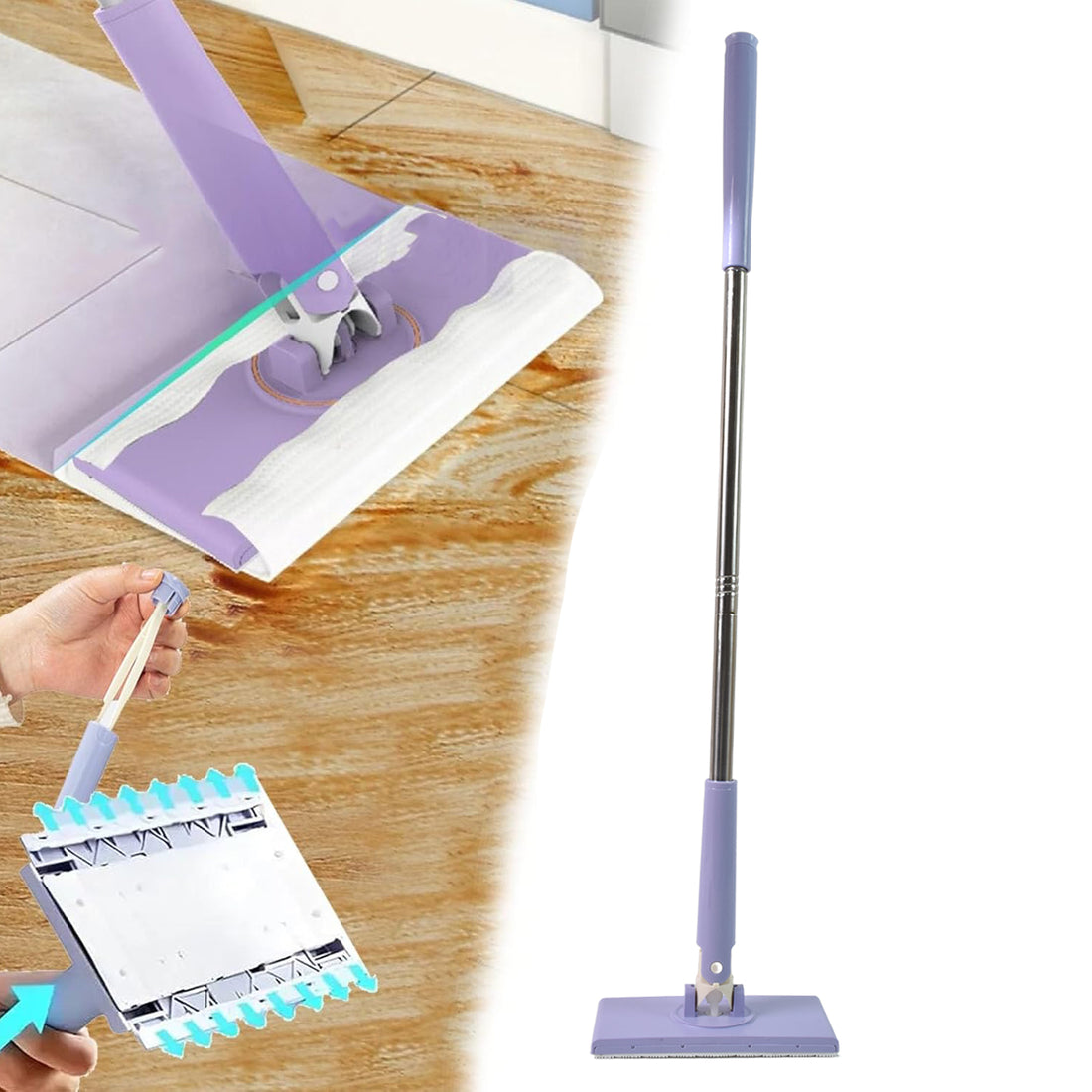 Automatic Cloth Changing Mini Mop With Push Pull Cloth Changing Handle (1 Pc) - Shop Gharse