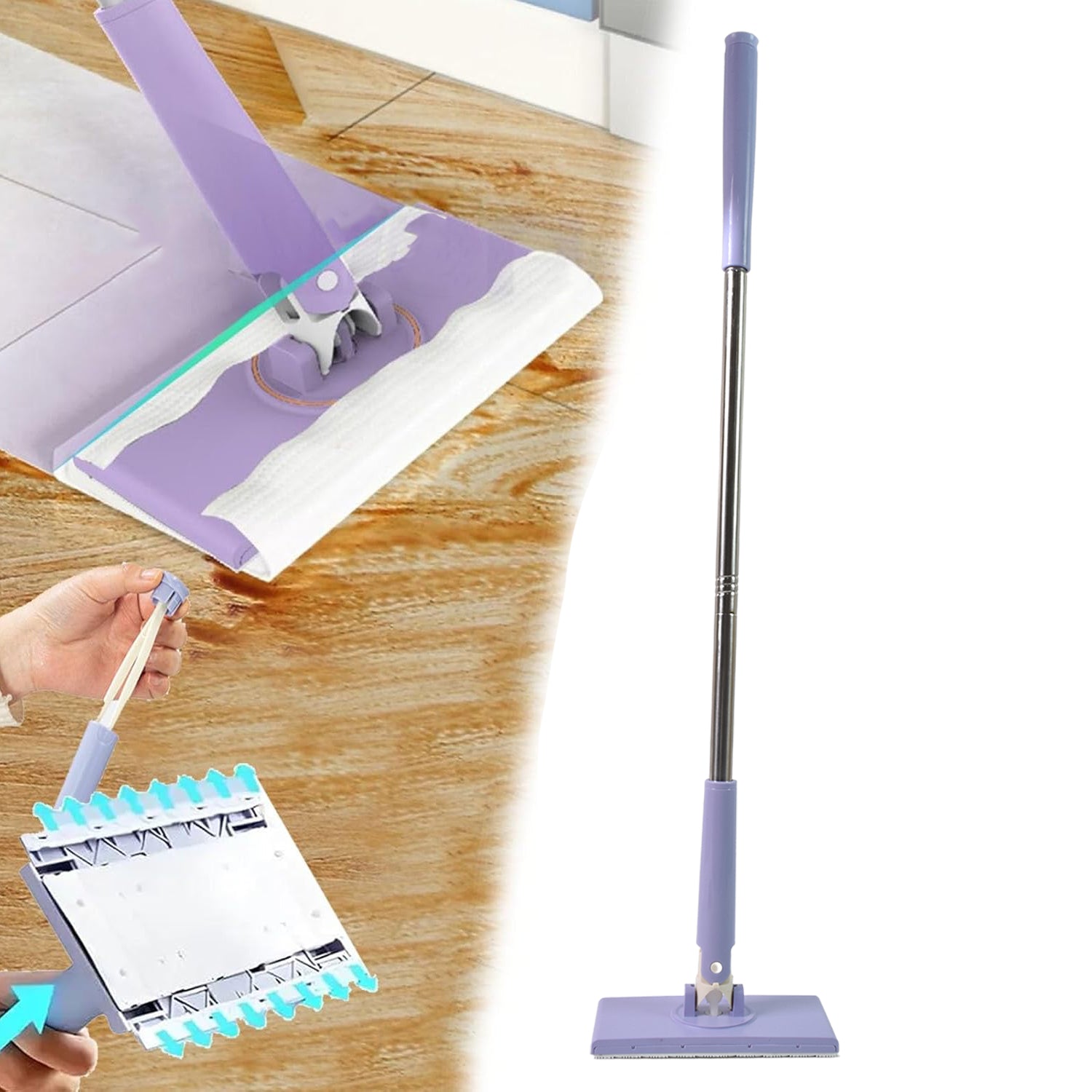 Automatic Cloth Changing Mini Mop With Push Pull Cloth Changing Handle (1 Pc) - Shop Gharse
