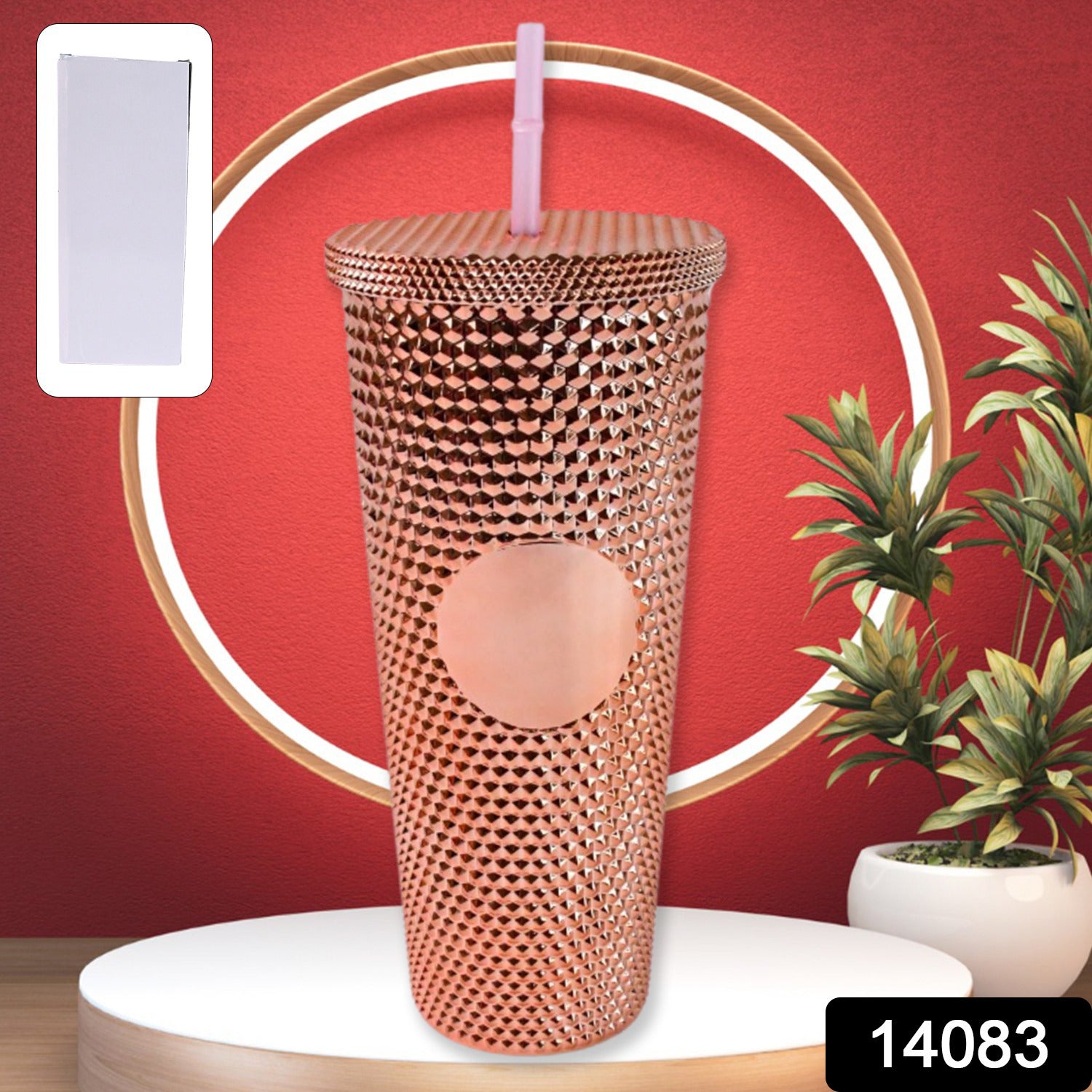 Studded Cup Tumbler Straw Lid - Plastic Double Walled Cold Cup For Iced Coffee - Shop Gharse