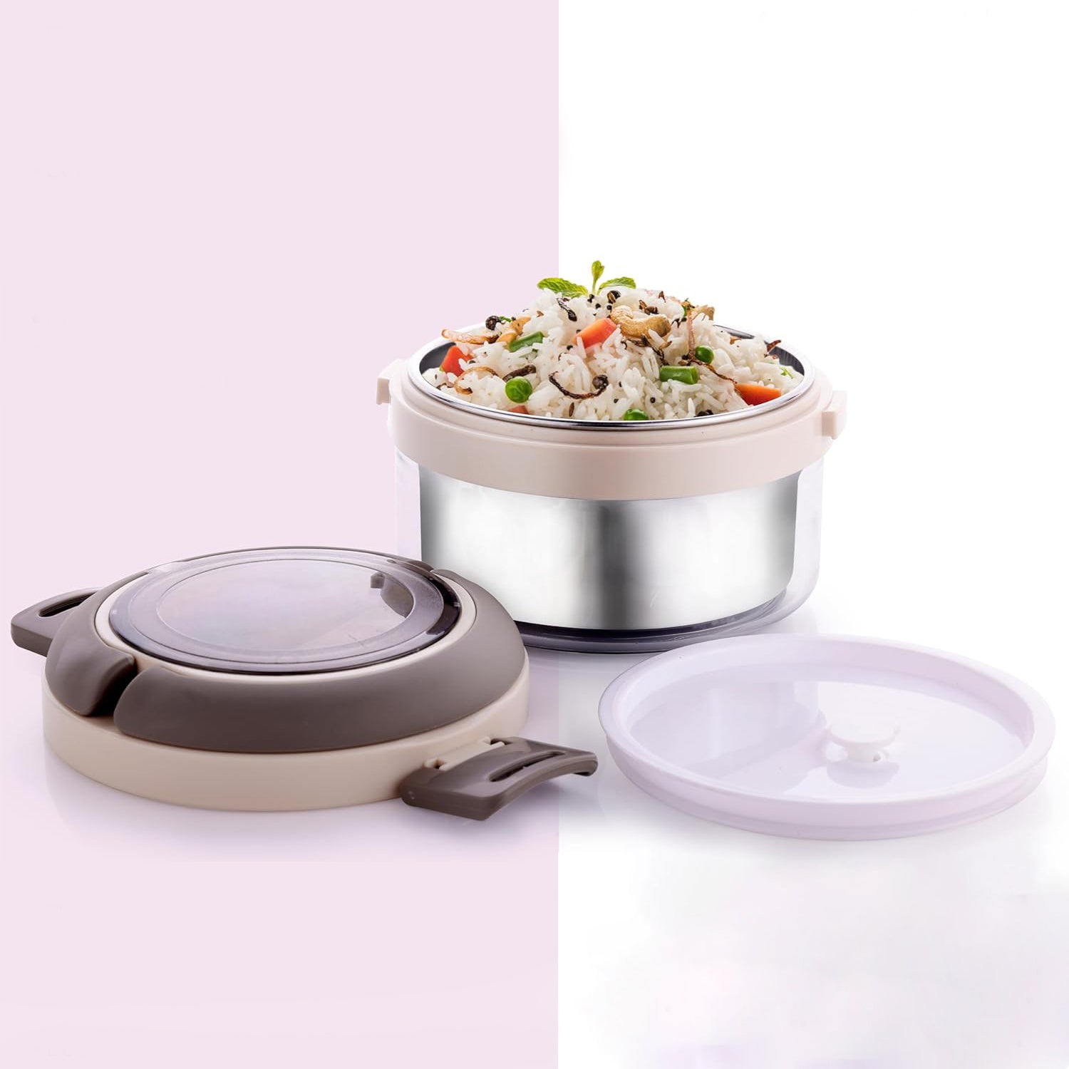 Ganesh Tiara 400ml Stainless Steel Insulated Lunch Box With Leakproof Lid  Folding Spoon - Shop Gharse