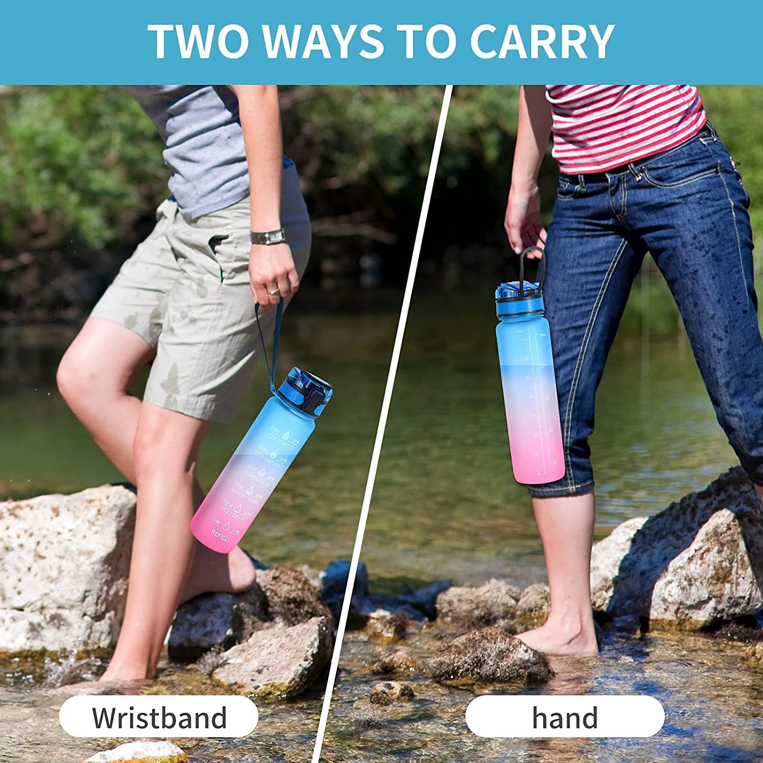 0325 Motivational Water Bottle With Straw  Time Marker Bpa-free Tritan Portable Gym Water Bottle Leakproof Reusable Special Design For Your Sports Activity Hiking Camping - Shop Gharse