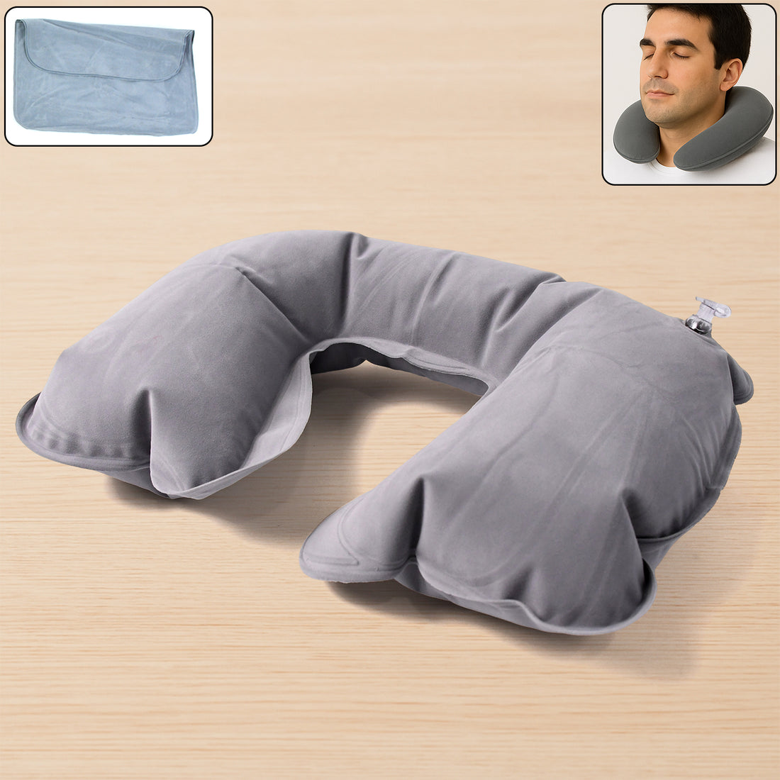 8540 Inflatable  Foldable Pillow U Shape Air Cushion Travel Pillow Travel Business Trip Neck Pillow For Long Trips Ideal For Men  Women Portable And Perfect For Backpacking Car Camping And Even Airplane Travel - Shop Gharse