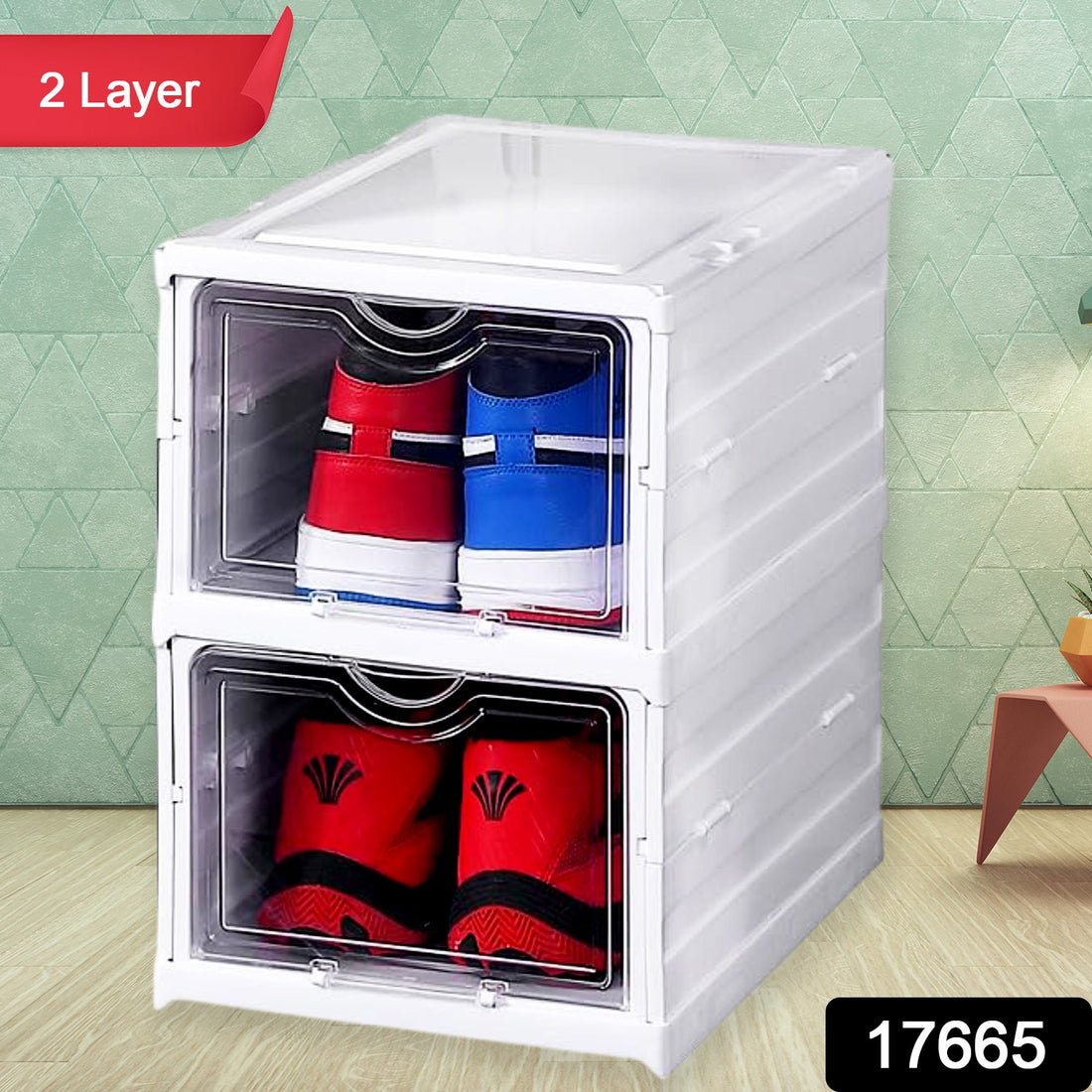 Stackable Multifunctional Storage For Clothes Foldable Drawer Shelf Basket Utility Cart Rack Storage Organizer Cart For Kitchen Pantry Closet Bedroom Bathroom Laundry (2 Layer 1 Pc) - Shop Gharse