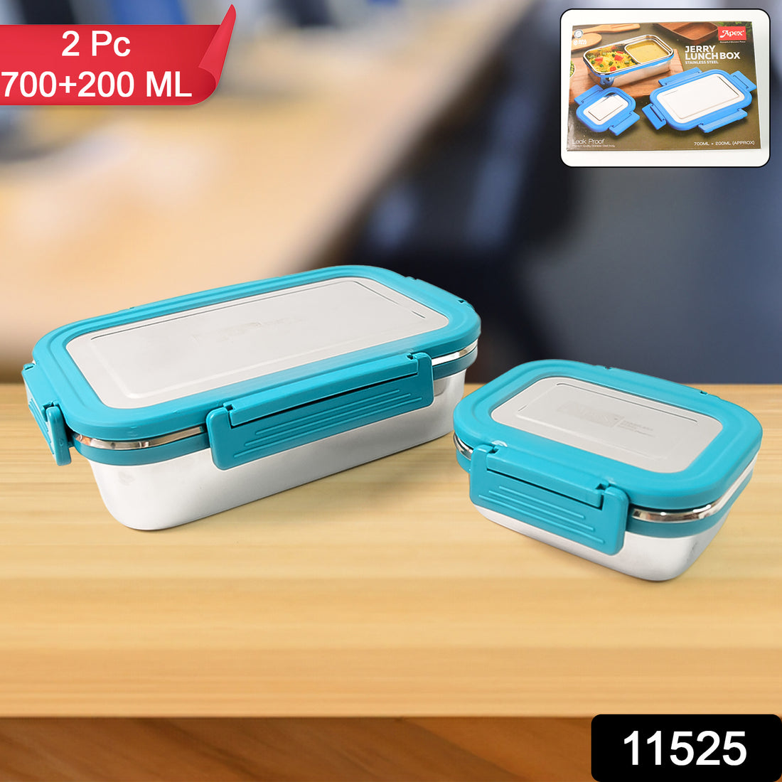 Apex Jerry Lunch Box Premium Stainless Steel Food Container (2 Pc  700+200 Ml Approx) - Shop Gharse