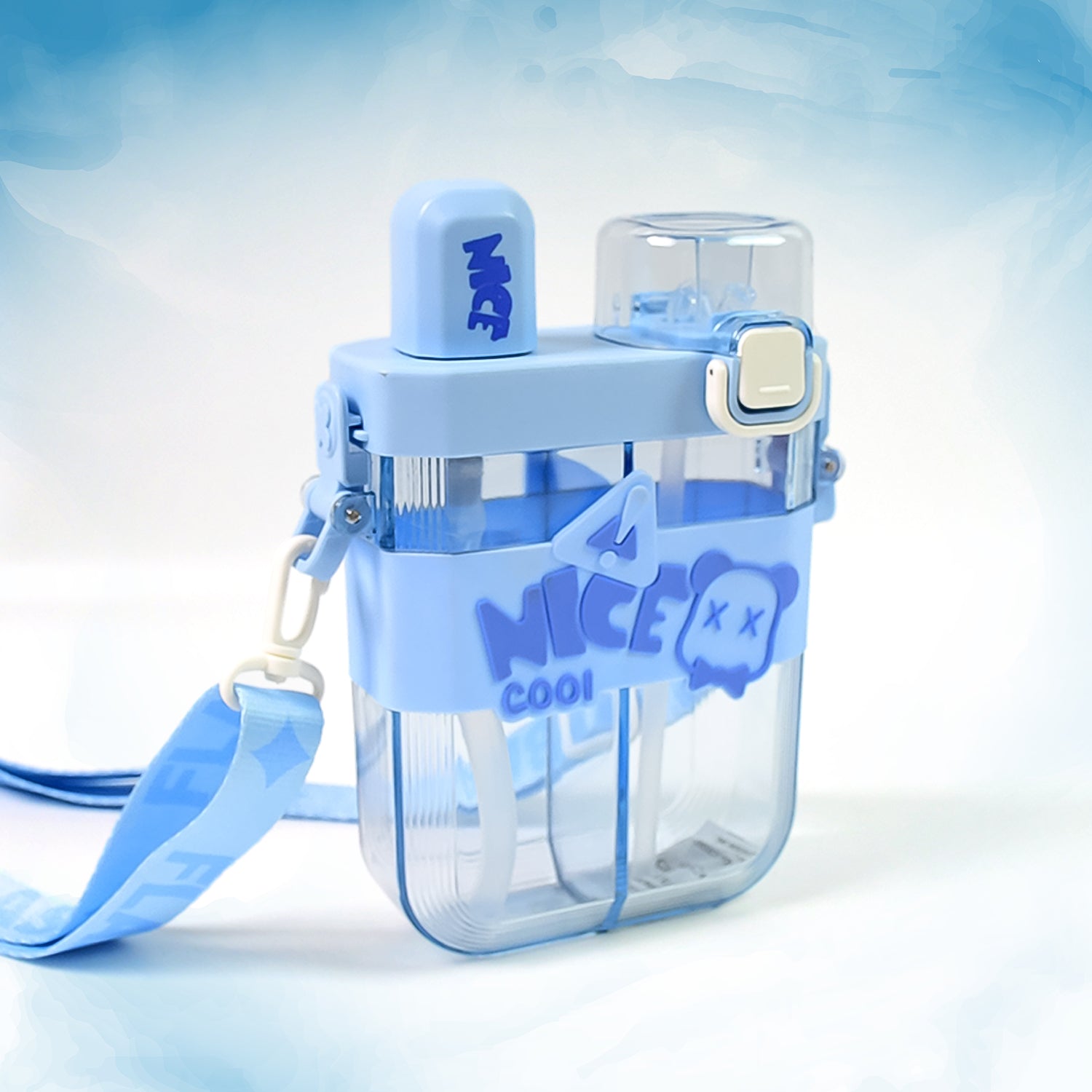 2in1 Dual Compartment Water Bottle With Straw And Adjustable Shoulder Straps (1 Pc  Multi Color) - Shop Gharse