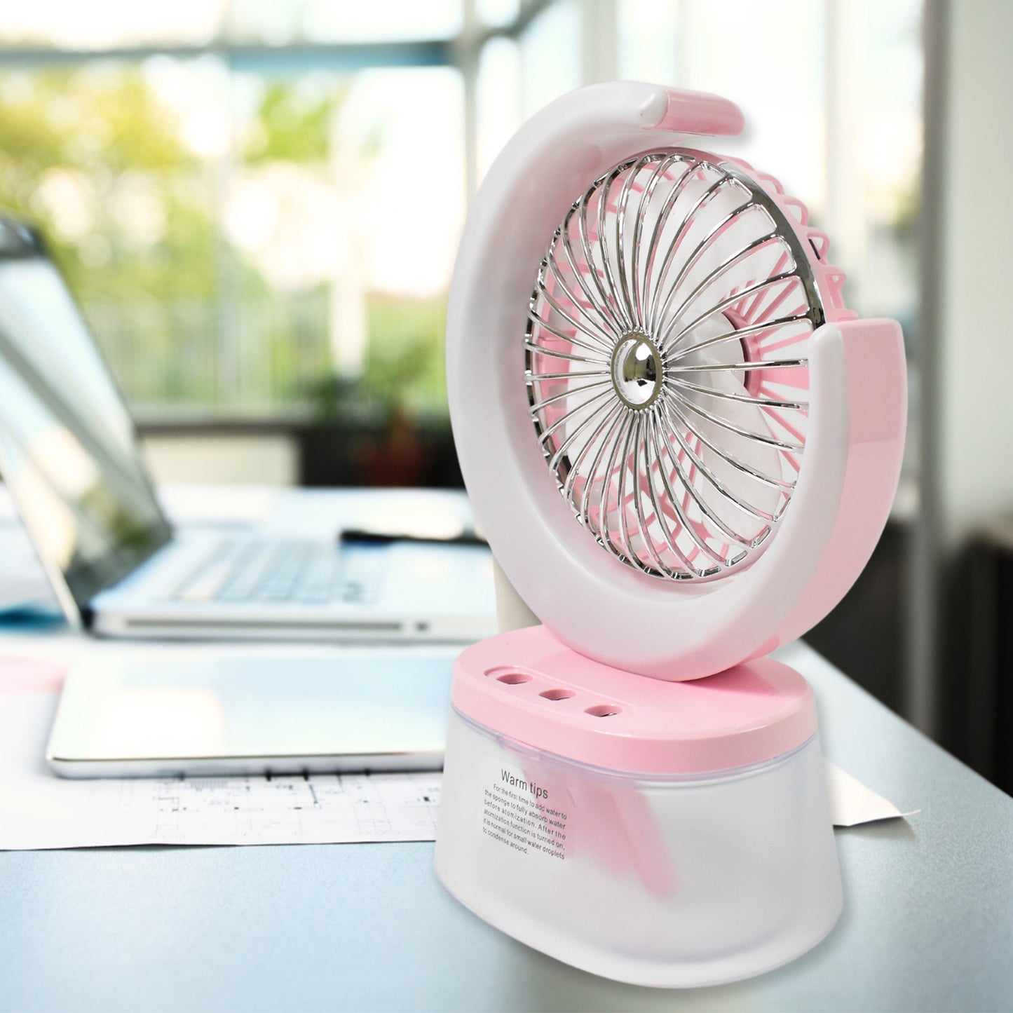 Desktop Fan - Camping Fan With Led Light Portable Humidifying Fan (1 Pc  Plug  Play Fan) - Shop Gharse