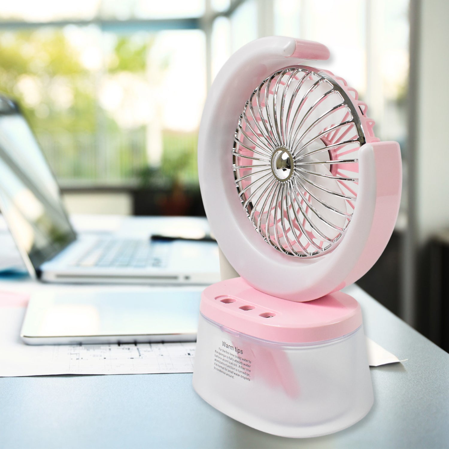 Desktop Fan - Camping Fan With Led Light Portable Humidifying Fan (1 Pc  Plug  Play Fan) - Shop Gharse