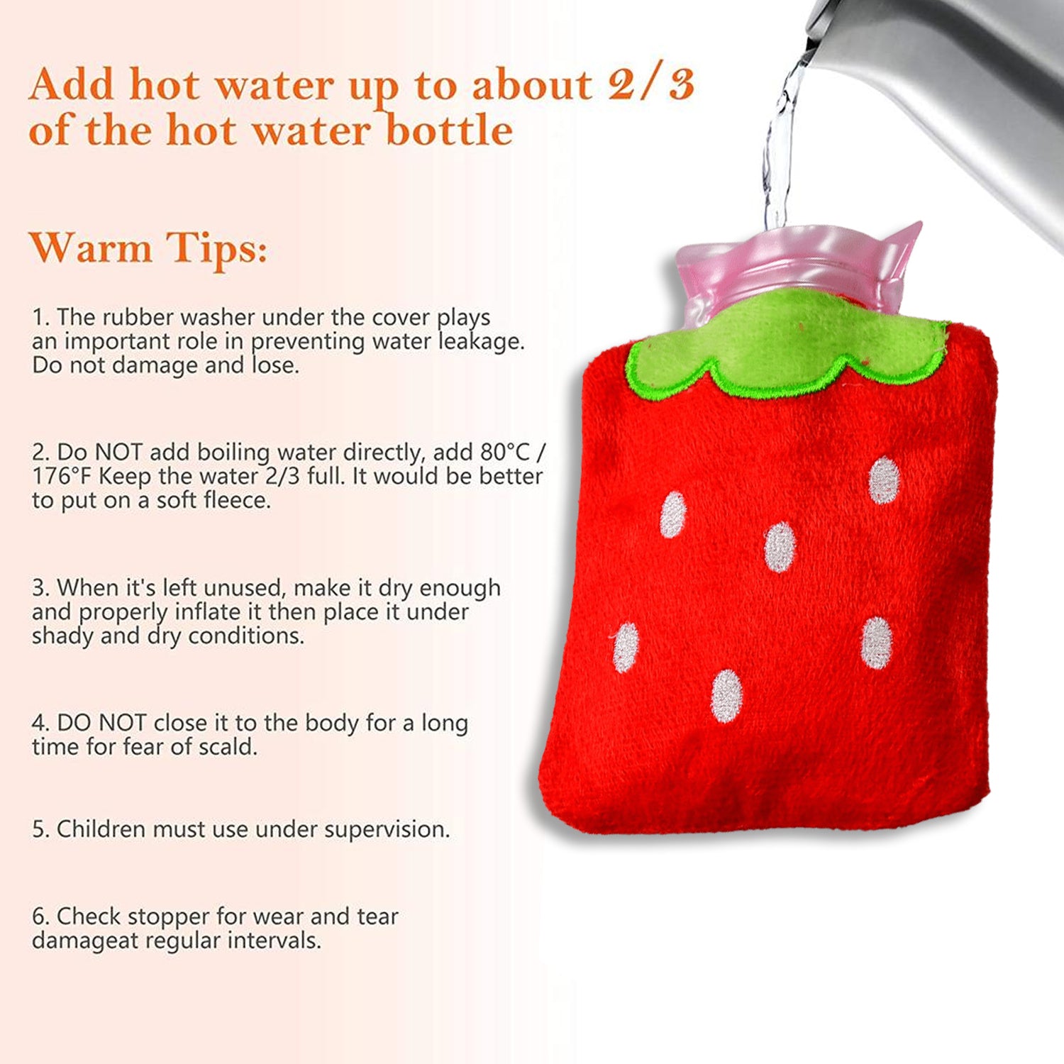 6516 Strawberry Small Hot Water Bag With Cover For Pain Relief Neck Shoulder Pain And Hand Feet Warmer Menstrual Cramps. - Shop Gharse