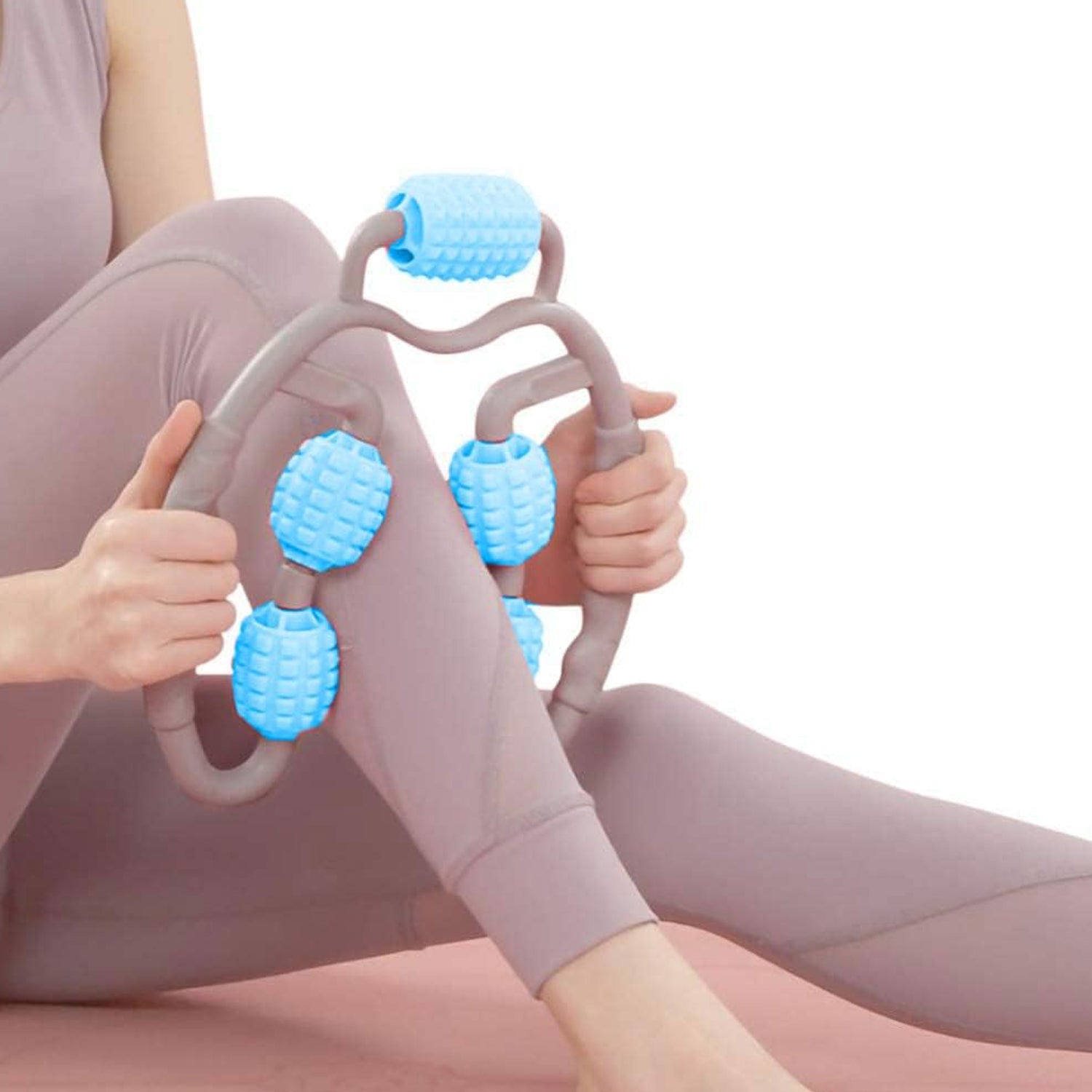 0265 Muscle Massage Roller 5 Wheels Relieve Soreness Leg Muscle Roller Fitness Roller Muscle Relaxer Massage Roller Ring Clip All Round Massaging Uniform Force Elastic Pp Drop Shaped For Home Use (1 Pc) - Shop Gharse