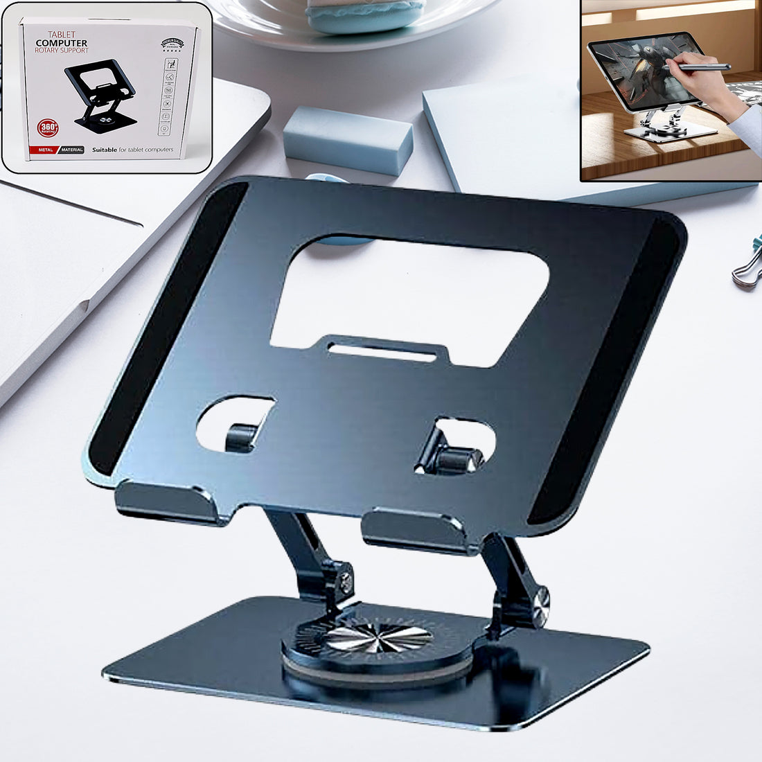 Aluminum Alloy 360rotating Bracket Adjustable Laptop Stand Portable Foldable Ergonomic Laptop Support - Shop Gharse