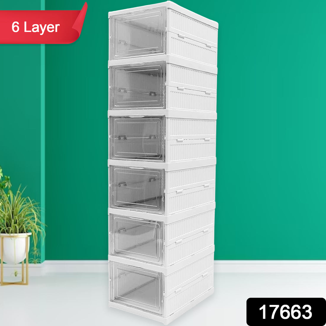 Stackable Multifunctional Storage For Clothes Foldable Drawer Shelf Basket Utility Cart Rack Storage Organizer Cart For Kitchen Pantry Closet Bedroom Bathroom Laundry (6  Layer 1 Pc) - Shop Gharse
