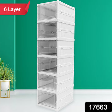 Stackable Multifunctional Storage For Clothes Foldable Drawer Shelf Basket Utility Cart Rack Storage Organizer Cart For Kitchen Pantry Closet Bedroom Bathroom Laundry (6  Layer 1 Pc) - Shop Gharse