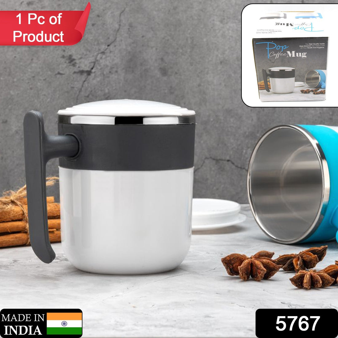 5767 Stainless Steel Lid Cover Hot Coffeetea Mug Hot Insulated Double Wall Stainless Steel Coffee And Milk Cup With Lid - Coffee Cup (1 Pc ) - Shop Gharse