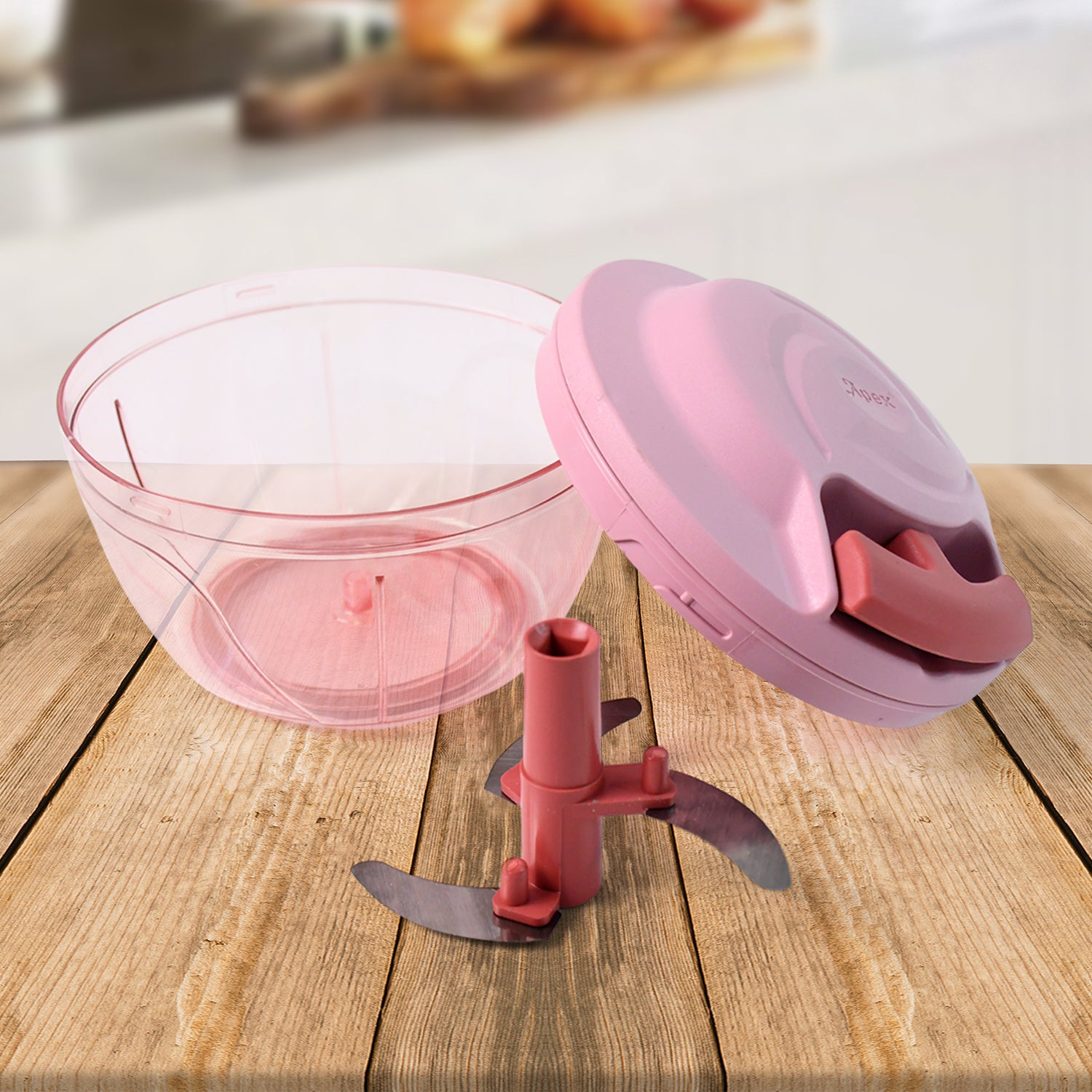 Apex Power-x Triple Stainless Steel Blades And Hand-pull Vegetable Chopper (500ml) - Shop Gharse