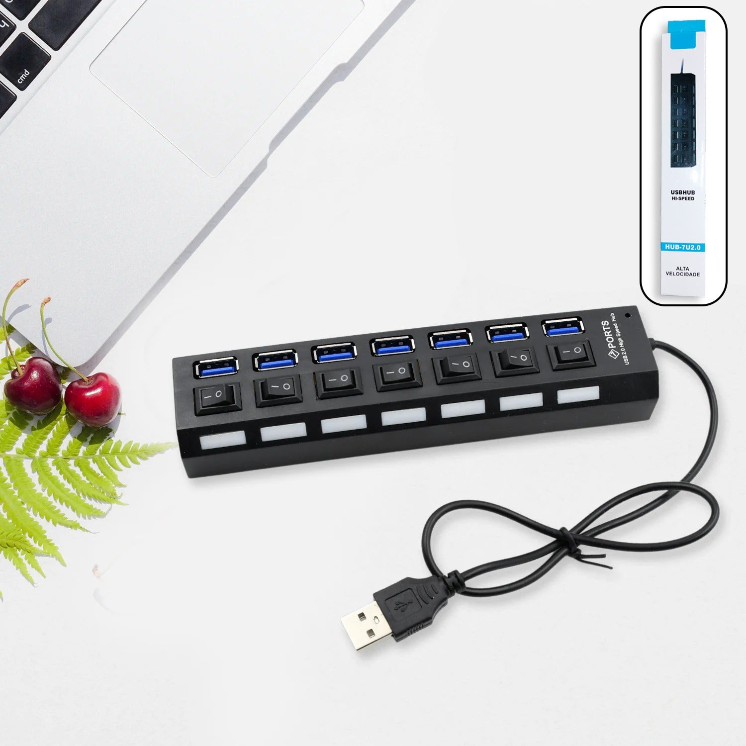 6994 Usb Splitter Multi Port Usb 2.0 Hub 7 Port With Independent Onoff Switch And Led Indicators Usb A Port Data Hub Suitable For Pc Computer Keyboard Laptop Mobile Hdd Flash Drive Camera Etc - Shop Gharse