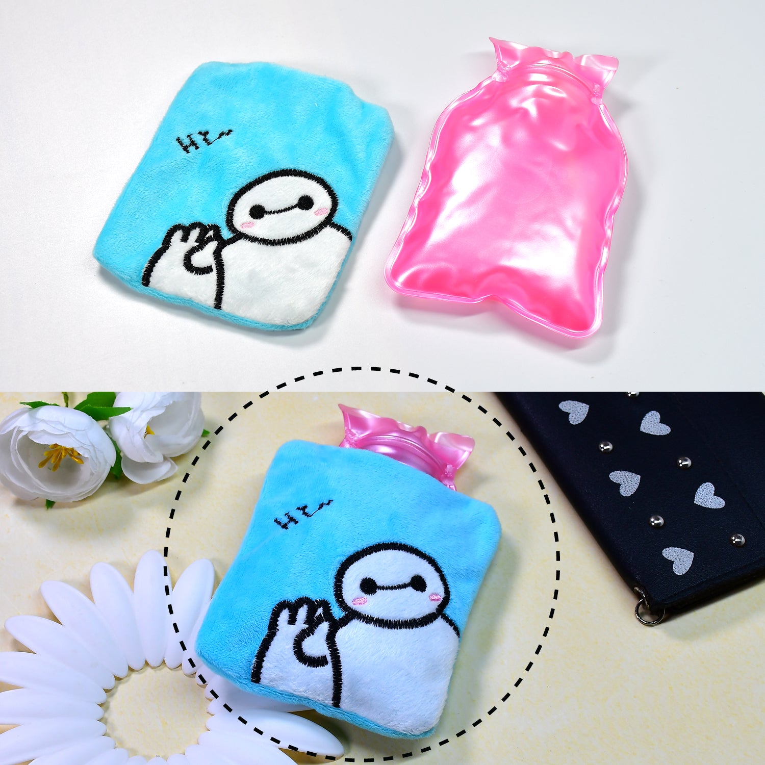 6525 Blue Baymax Small Hot Water Bag With Cover For Pain Relief Neck Shoulder Pain And Hand Feet Warmer Menstrual Cramps. - Shop Gharse