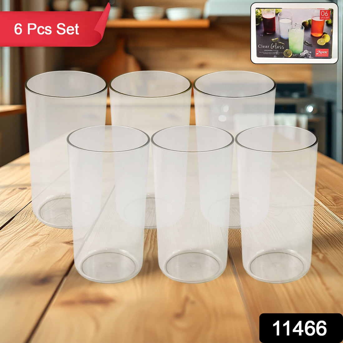 Apex Clear Plastic Tumbler  Glass Set  6-piece Unbreakable - Shop Gharse