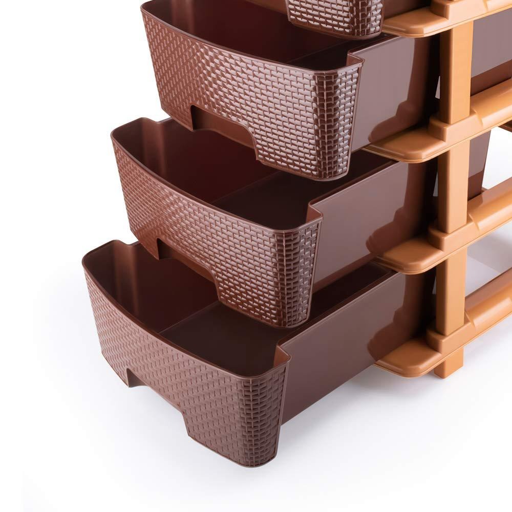 1151 5tier Plastic Modular Drawer System For Multiple Use (Brown Colour) - Shop Gharse