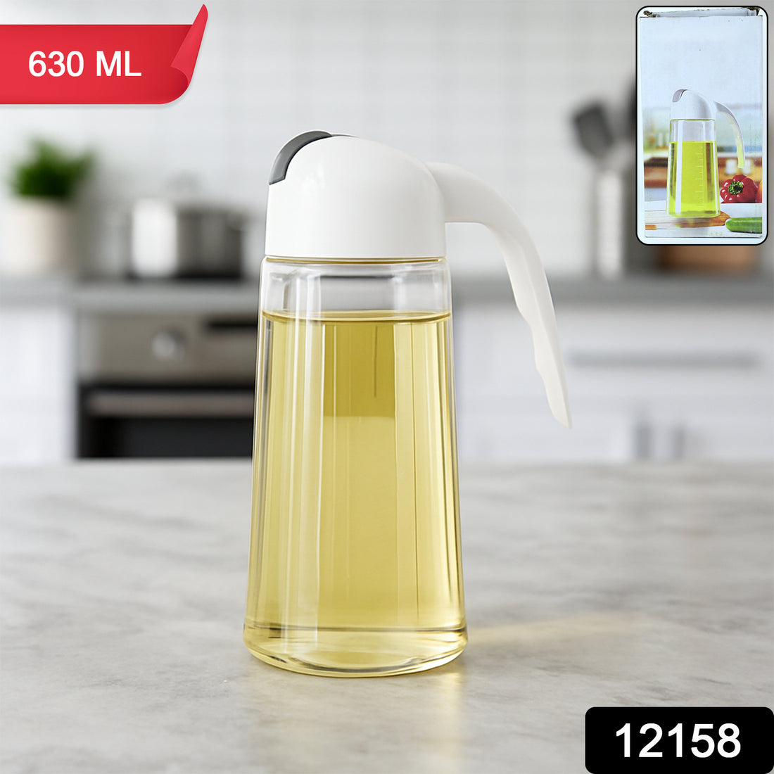 Kitchen Glass Oil Bottle Dispenser Automatic Opening Closing Home Bottles For Oil And Vinegar Honey Olive Oil Container (630ml) - Shop Gharse