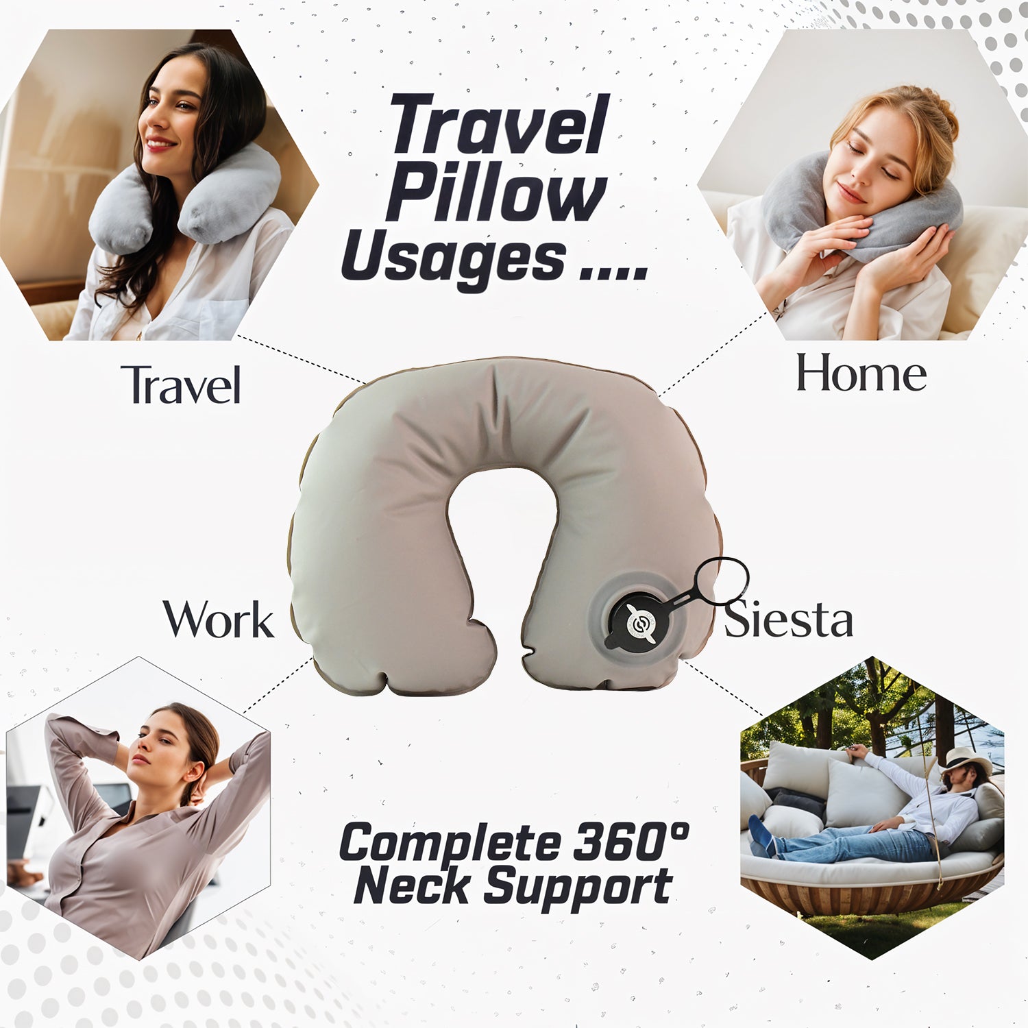 Premium Quality Inflatable Travel Neck Pillow (1 Pc) - Shop Gharse