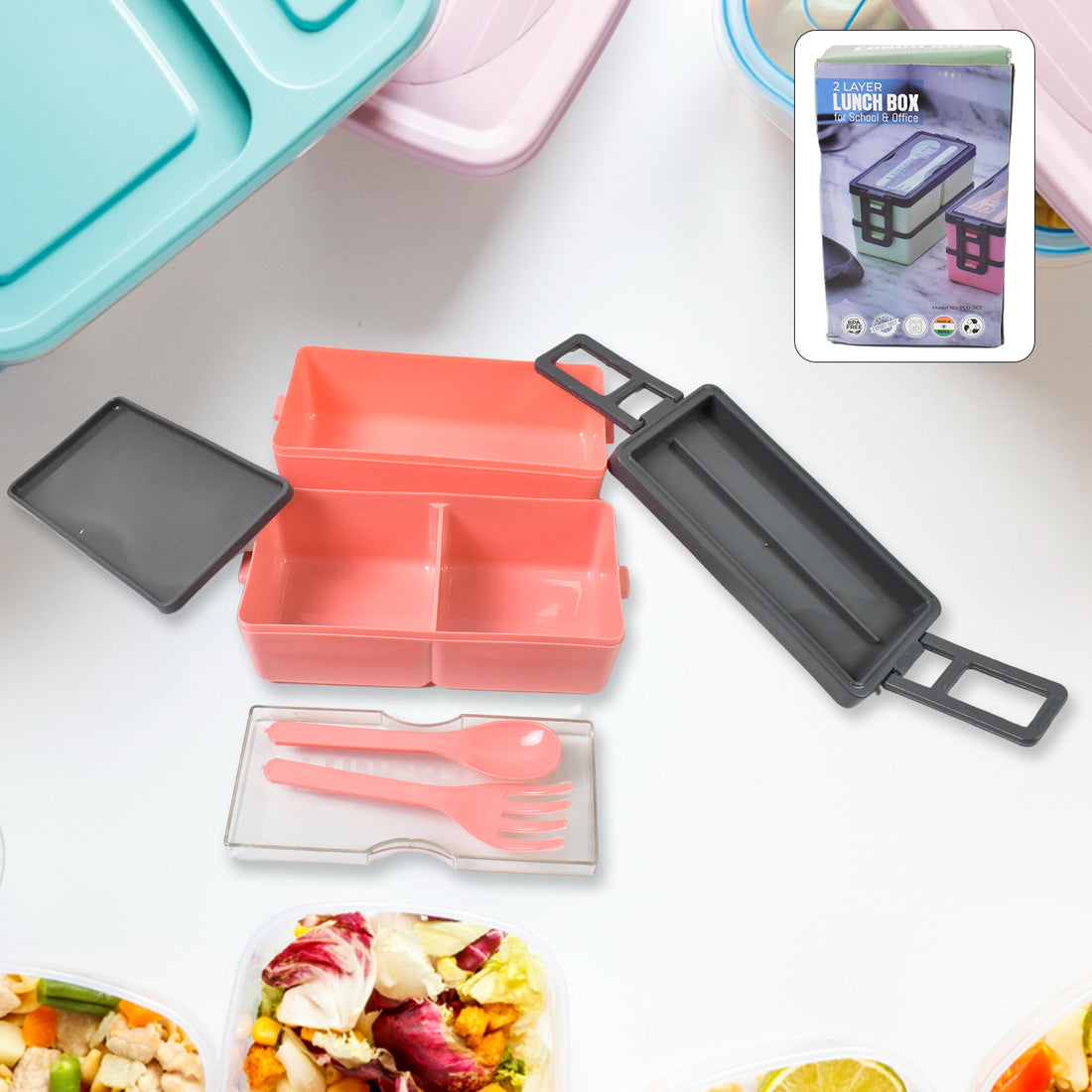 Plastic 3 Layer Leak Proof 3 Compartment Lunch Box For Office  (1 Pc) - Shop Gharse
